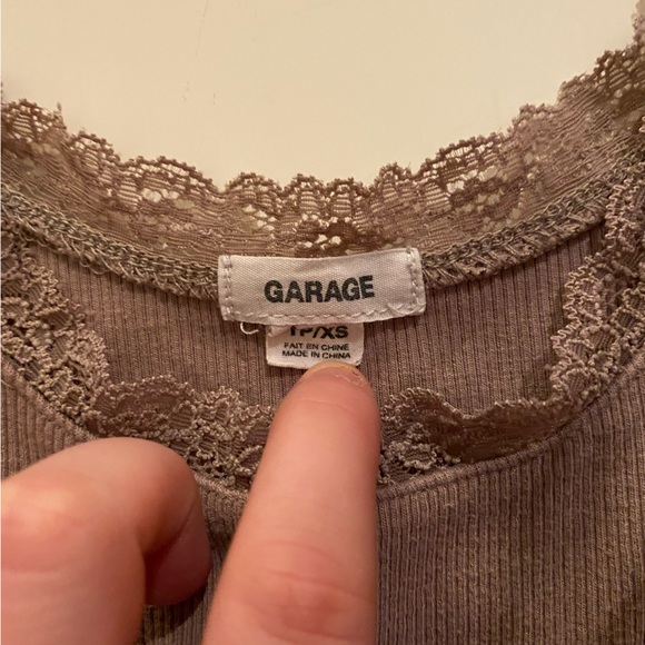 Garage tan lace trim tank top - Picture 3 of 3